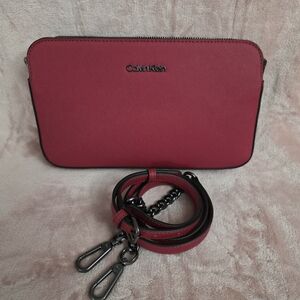Calvin Klein Burgundy Crossbody with Chain Strap